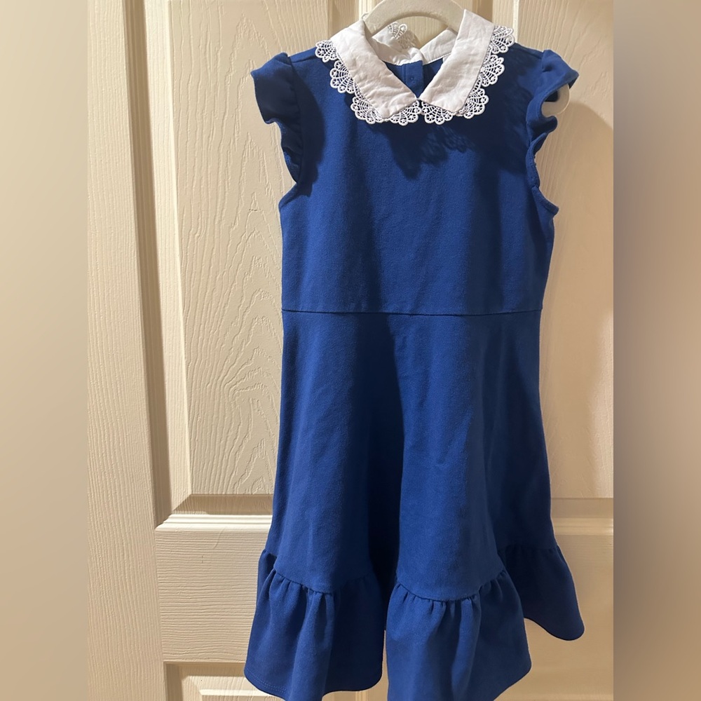Janie & Jack Blue Dress with White Lace Collar